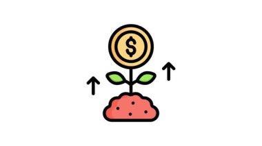 Düz hatlı tasarım tarzında tasarlanmış yatırım büyümesinin modern animasyon simgesi