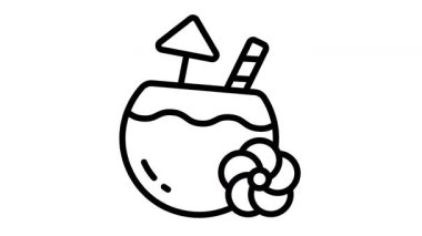 Hindistan cevizi içeceğini samanla gösteren bir çizgi biçimi canlandırılmış simge