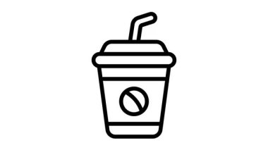 Paket kahve fincanının modern doğrusal canlandırılmış simgesi