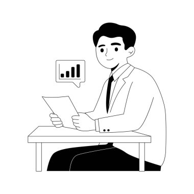 Ofisteki mali rapor analizinin modaya uygun bir tasviri.