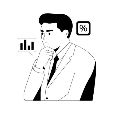 Stratejik finansal düşünce, karar verme konsepti çizim stili