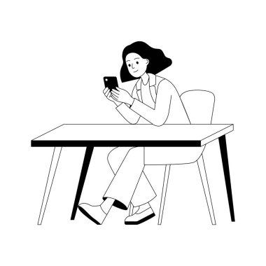 Başlangıçtaki mobil iletişim ve dijital iş akışının modaya uygun bir tasviri