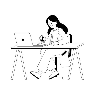 Başlangıçtaki odaklanmış çalışma ve verimliliğin güzel tasarlanmış bir kabartma çizimi