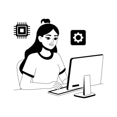 Sistem üzerinde çalışan arka uç geliştiricisinin yüksek kaliteli bir kabartma çizimi