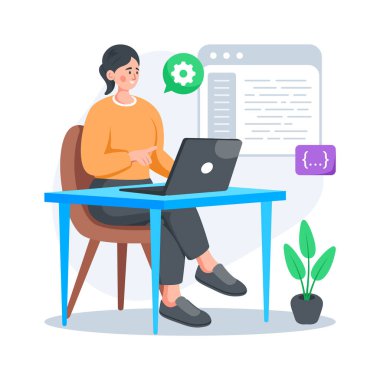 Arka uç geliştirme ve veritabanı sistem kodlamasının modern düz çizimi