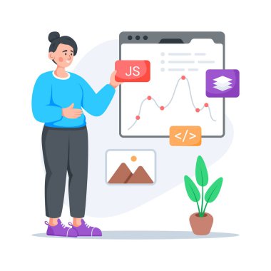Javascript kodlama ve performans analizlerinin kullanışlı düz bir çizimi
