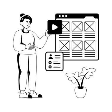 Web sitesinin kablo çizimi ve arayüz planının iyi tasarlanmış kabartma çizimi