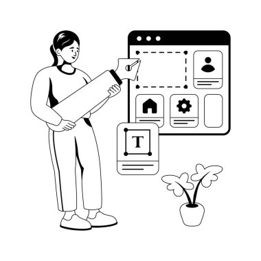 Web sitesi ui bileşenleri ve düzeninin kişiselleştirilmesinin görsel olarak ilgilendirici çizimi
