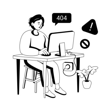 404 hata sayfası ve web sitesi sorununun ölçeklenebilir bir kabartma çizimi