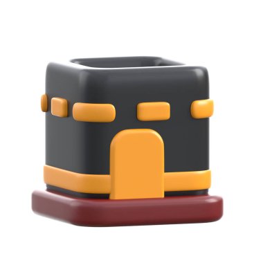 Müslümanlara ibadet ve hac ibadetinin merkezi olan Kutsal Kabe 'nin 3D çizimi.