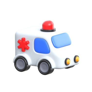 Acil tıbbi hizmetleri temsil eden bir ambulansın yüksek kalite üç boyutlu çizimi