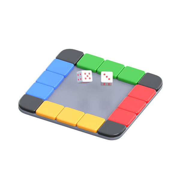 A modern 3d illustration of a board game setup for fun entertainment.