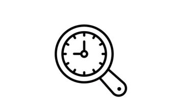 Tarih aramasının canlandırılmış bir simgesi, zaman arama vektörü tasarımı