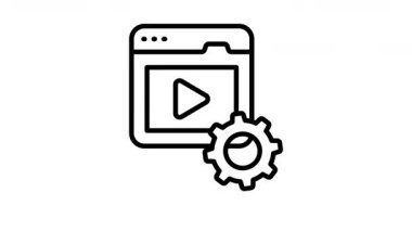 Video yönetiminin yaratıcı animasyon simgesine bakın, vektörü kullanmaya hazır