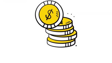 Zenginliği simgeleyen bir yığın altın paranın el çizimi..