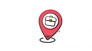 El çizimi konum imleci evrak çantalı canlandırma simgesi, kariyer fırsatlarını ön plana çıkarıyor.