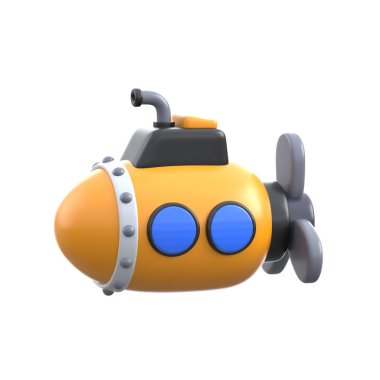 Askeri saldırı denizaltı gemisinin en iyi 3 boyutlu görüntüsü.