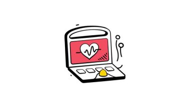 Moda tasarım tarzında defibrilatörün bu inanılmaz canlandırılmış simgesini alın