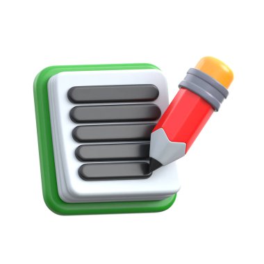 Not defteri ve kalemin görsel olarak çekici 3d çizimi