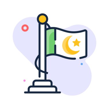 Festival için İslam bayrağını temsil eden modaya uygun bir taslak simgesi