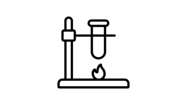 Stand with test tube denoting animated icon of laboratory experiment