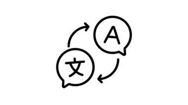 Dil çevirisi canlandırılmış simge tasarımı, premium kullanıma hazır