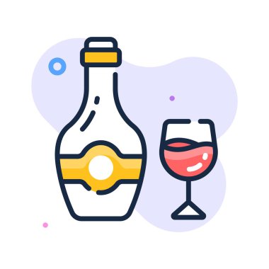 Kadınlar Günü kutlamaları için şarabın klasik taslak simgesi