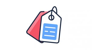 Fiyat etiketi canlandırılmış simge satışları, teklifleri, indirimleri ve alışverişi simgeliyor