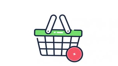 Çevrimiçi mağazaları ve alışveriş arabalarını sembolize eden sepet canlandırılmış simgeye ek