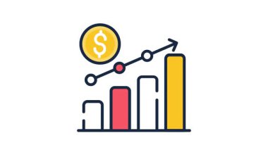 Kar grafiği ekommerce büyümesini, satış verilerini ve analitiği temsil eden canlandırma simgesi