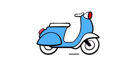 Elle çizilmiş Scooter simgesi, şehir hareketliliğini ve seyahati simgeliyor,