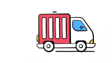 Mal ve paketlerin taşınmasını temsil eden kargo kamyonu canlandırma simgesi.