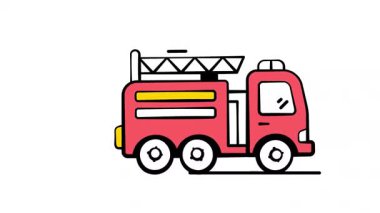 İtfaiye aracı canlandırma ikonu acil kurtarma ve itfaiye ekiplerini temsil ediyor..