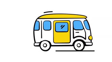 Yerel ulaşım, mekik servisi veya küçük yolcu aracı, minibus vektör tasarımı