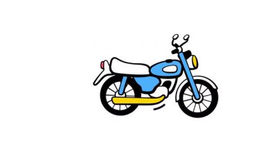 El çizimi biçim, hız, macera ve kişisel hareketlilik motorsiklet canlandırma simgesi