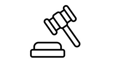 Mahkeme salonu tokmağı çekicinin iyi tasarlanmış animasyon ikonu.