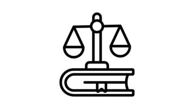 Açılmış hukuk kitabının modern doğrusal animasyon simgesi