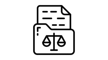 Güvenli hukuk klasörünün iyi hazırlanmış ana hatlı canlandırma simgesi