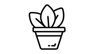 Kapalı alandaki saksı bitkisinin iyi tasarlanmış bir animasyon ikonu.