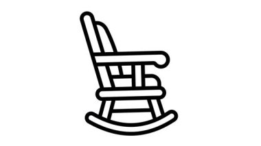 Klasik sallanan sandalyenin iyi çizilmiş animasyon ikonu