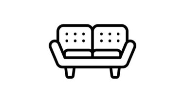 Lüks modern kanepenin şık bir çizgisel animasyon ikonu.