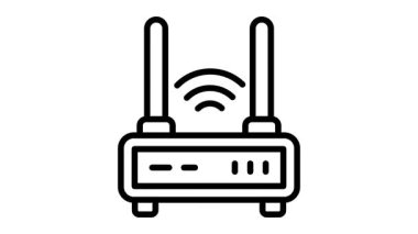 Kablosuz internet yönlendiricisinin modern doğrusal canlandırılmış simgesi