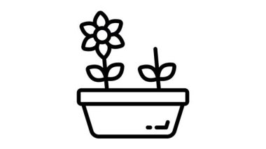 Yeşil bitki yatağının modaya uygun çizgisel canlandırma simgesi