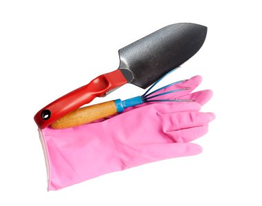 Bahçecilik araçları beyaz üzerine izole.