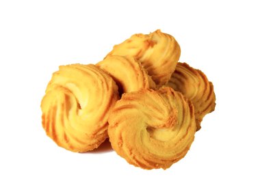 Beyaz bir arka plan üzerinde izole bisküvi halkalar. Seçici odak