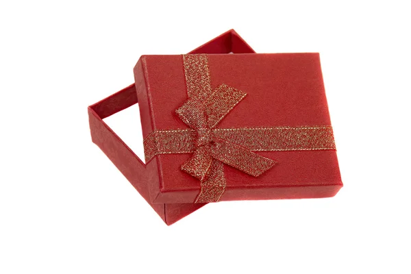 Rote Geschenkschachtel mit Schleife — Stockfoto