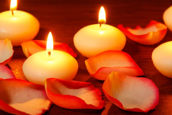 Petals of roses and candles Stock Image