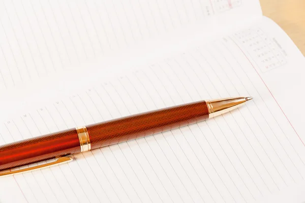 Dagliga planner med pennan på bordet — Stockfoto