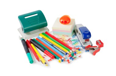 İzole üzerinde beyaz arka plan renkli Kırtasiye