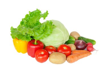 beyaz üzerine çiğ sebze ile kompozisyon